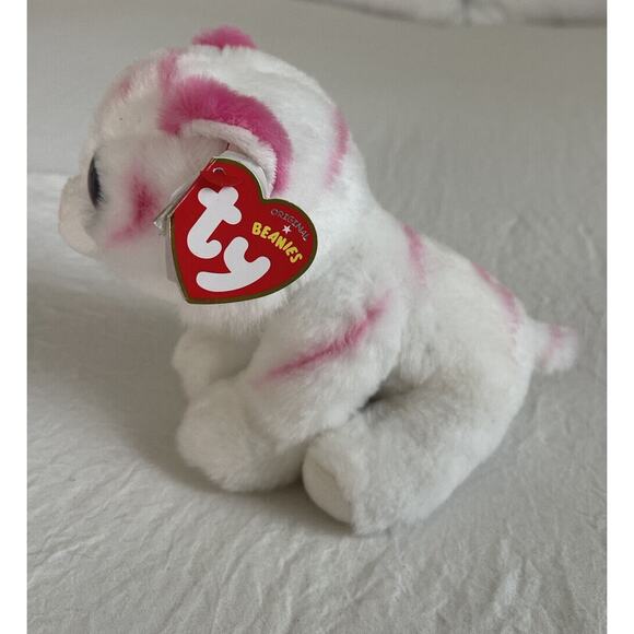 TY Beanie Boos 6" TABOR the Pink & White Tiger Plush Stuffed Animal Toy NWT - Picture 2 of 9
